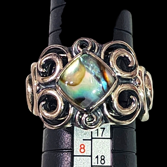 Sterling Silver Abalone Relios Carolyn Pollack Ring Size 7 Designer - Picture 1 of 6